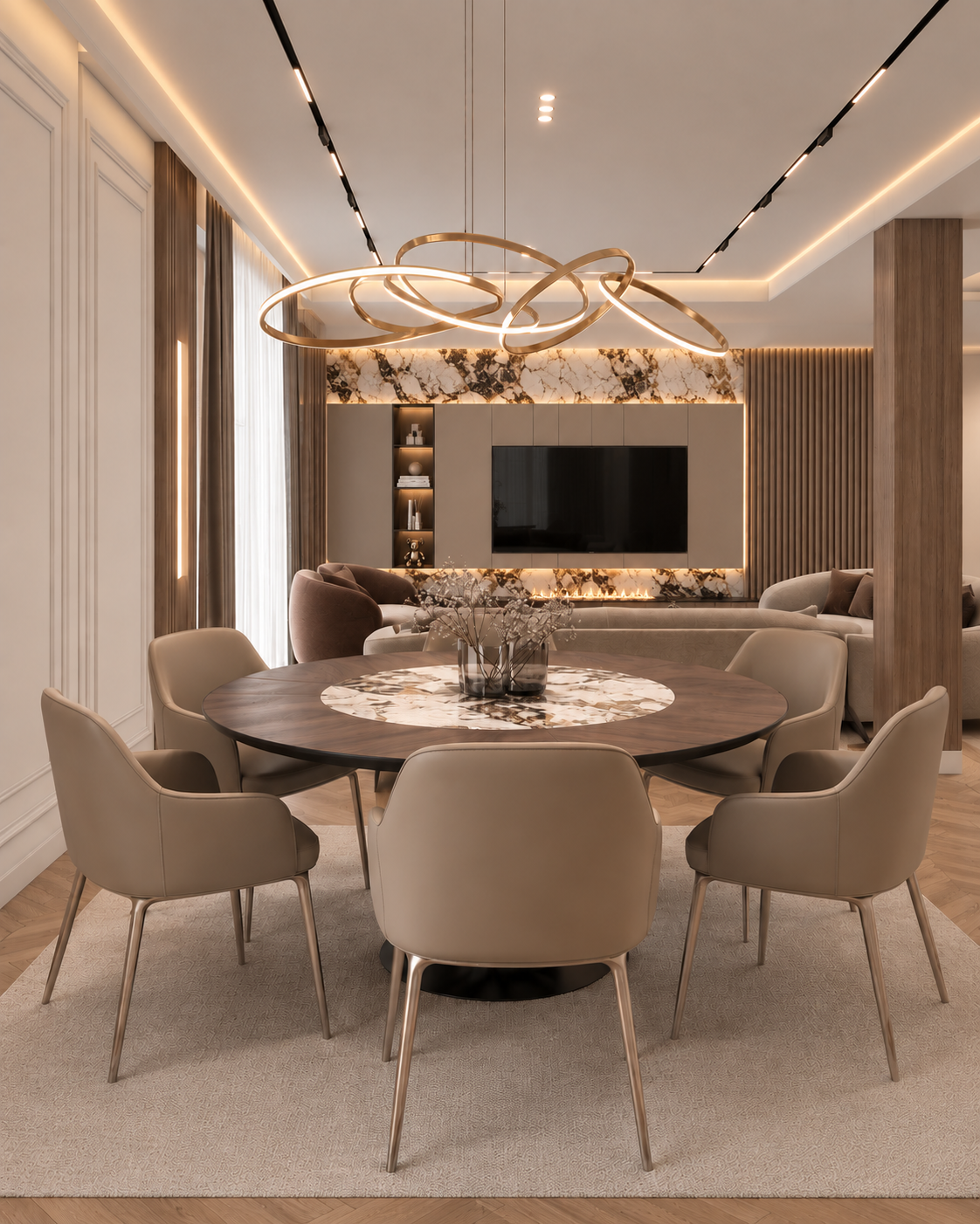 Apartment Interior 75 m² — Dark Warm Modern